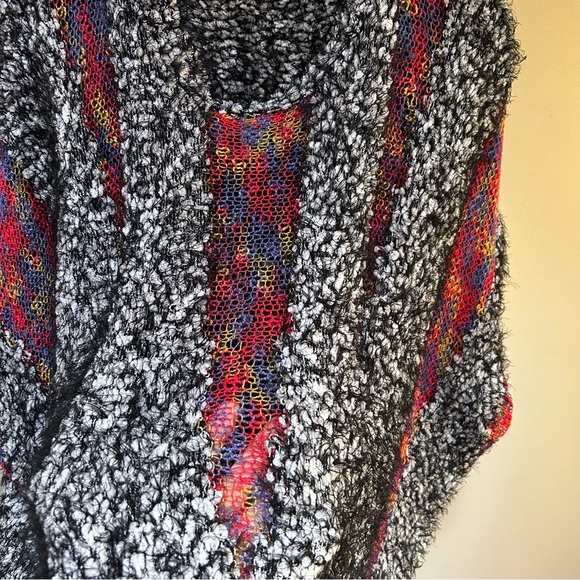 Oversized Boxy Knit Art To Wear Mixed Media Eyelash Fringe Sweater Top One Size - Picture 6 of 15